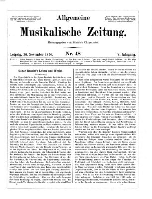 Allgemeine musikalische Zeitung Mittwoch 30. November 1870
