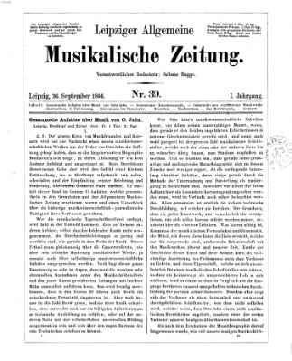 Leipziger allgemeine musikalische Zeitung (Allgemeine musikalische Zeitung) Mittwoch 26. September 1866