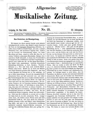 Leipziger allgemeine musikalische Zeitung (Allgemeine musikalische Zeitung) Mittwoch 20. Mai 1868