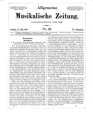 Leipziger allgemeine musikalische Zeitung (Allgemeine musikalische Zeitung) Mittwoch 27. Mai 1868