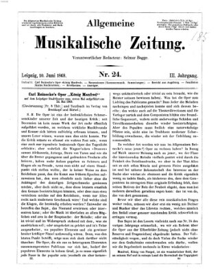 Leipziger allgemeine musikalische Zeitung (Allgemeine musikalische Zeitung) Mittwoch 10. Juni 1868