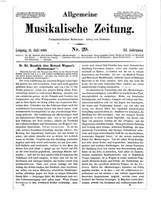Leipziger allgemeine musikalische Zeitung (Allgemeine musikalische Zeitung) Mittwoch 15. Juli 1868