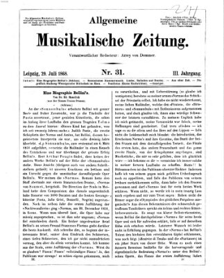 Leipziger allgemeine musikalische Zeitung (Allgemeine musikalische Zeitung) Mittwoch 29. Juli 1868