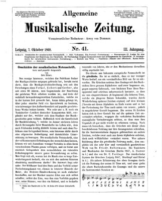 Leipziger allgemeine musikalische Zeitung (Allgemeine musikalische Zeitung) Mittwoch 7. Oktober 1868