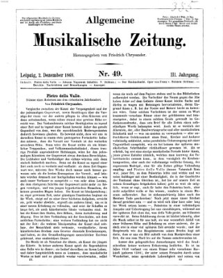 Leipziger allgemeine musikalische Zeitung (Allgemeine musikalische Zeitung) Mittwoch 2. Dezember 1868