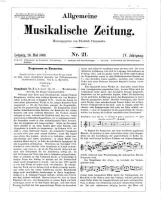 Allgemeine musikalische Zeitung Mittwoch 26. Mai 1869