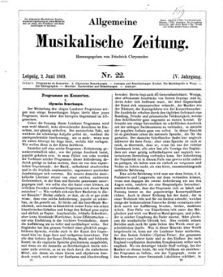 Allgemeine musikalische Zeitung Mittwoch 2. Juni 1869
