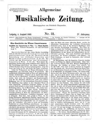 Allgemeine musikalische Zeitung Mittwoch 4. August 1869