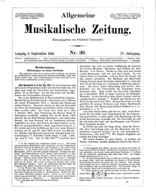 Allgemeine musikalische Zeitung Mittwoch 8. September 1869
