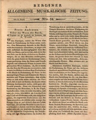 Berliner allgemeine musikalische Zeitung Mittwoch 25. August 1824