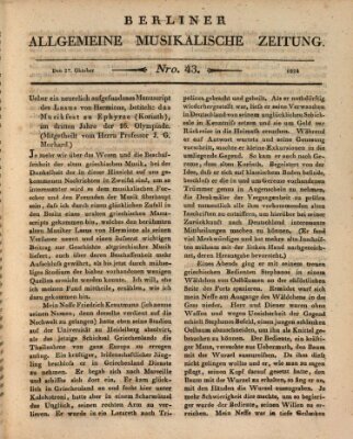 Berliner allgemeine musikalische Zeitung Mittwoch 27. Oktober 1824