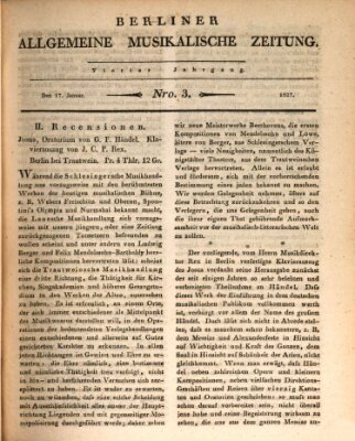 Berliner allgemeine musikalische Zeitung Mittwoch 17. Januar 1827