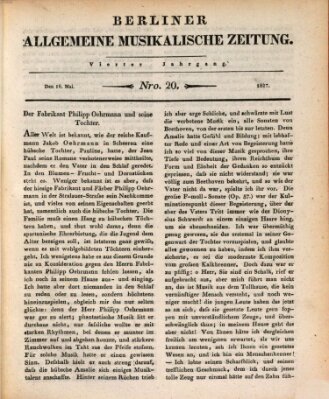 Berliner allgemeine musikalische Zeitung Mittwoch 16. Mai 1827