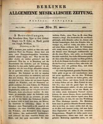 Berliner allgemeine musikalische Zeitung Mittwoch 5. März 1828