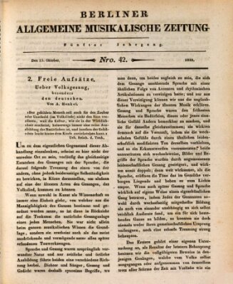 Berliner allgemeine musikalische Zeitung Mittwoch 15. Oktober 1828