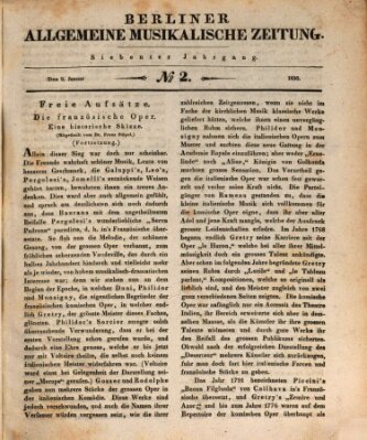 Berliner allgemeine musikalische Zeitung Samstag 9. Januar 1830