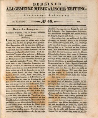 Berliner allgemeine musikalische Zeitung Samstag 13. November 1830
