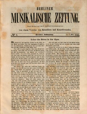 Berliner musikalische Zeitung Samstag 1. März 1845