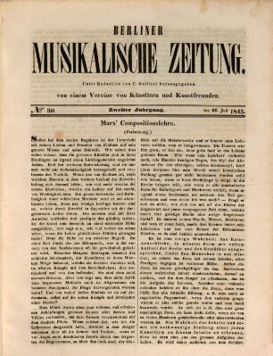Berliner musikalische Zeitung Samstag 26. Juli 1845