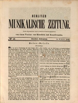 Berliner musikalische Zeitung Samstag 18. Oktober 1845