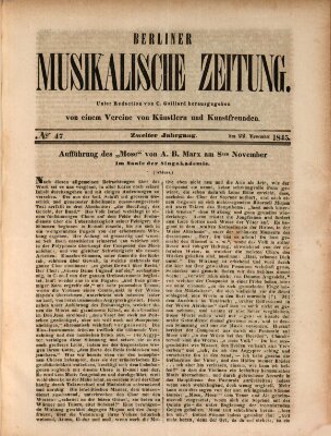 Berliner musikalische Zeitung Samstag 22. November 1845