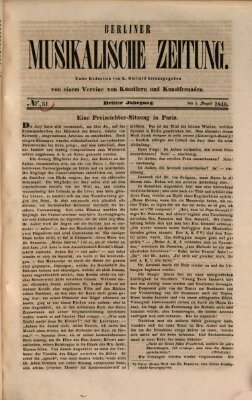 Berliner musikalische Zeitung Samstag 1. August 1846