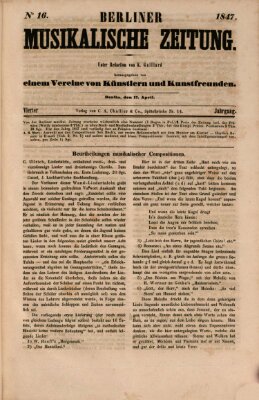 Berliner musikalische Zeitung Samstag 17. April 1847