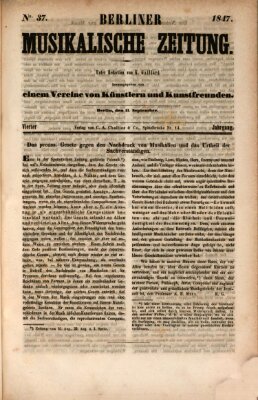 Berliner musikalische Zeitung Samstag 11. September 1847