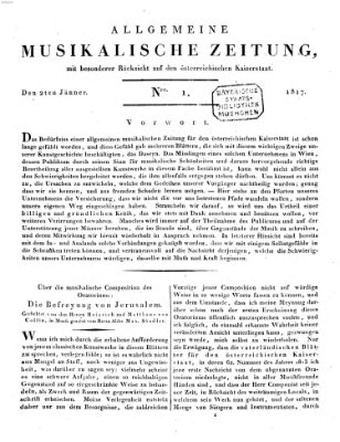 Allgemeine musikalische Zeitung Donnerstag 2. Januar 1817