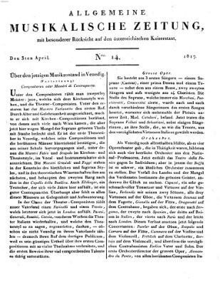Allgemeine musikalische Zeitung Donnerstag 3. April 1817