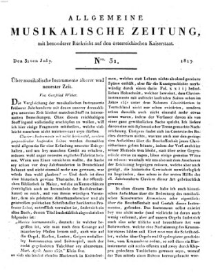Allgemeine musikalische Zeitung Donnerstag 31. Juli 1817