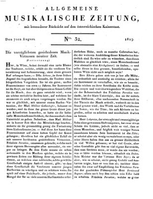 Allgemeine musikalische Zeitung Donnerstag 7. August 1817