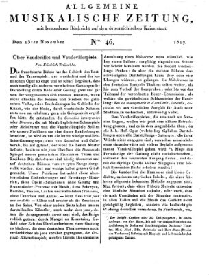 Allgemeine musikalische Zeitung Donnerstag 13. November 1817