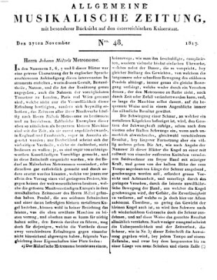 Allgemeine musikalische Zeitung Donnerstag 27. November 1817