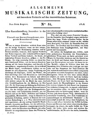 Allgemeine musikalische Zeitung Samstag 8. August 1818