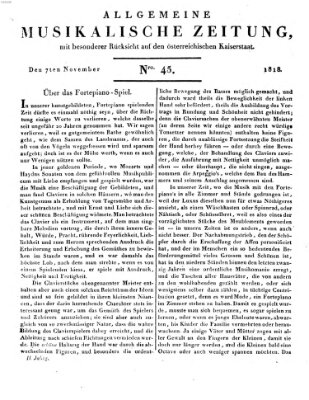 Allgemeine musikalische Zeitung Samstag 7. November 1818