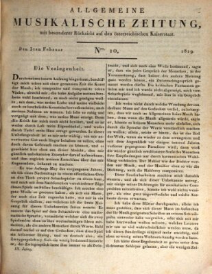 Allgemeine musikalische Zeitung Mittwoch 3. Februar 1819