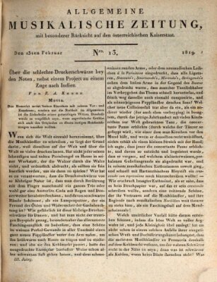 Allgemeine musikalische Zeitung Samstag 13. Februar 1819