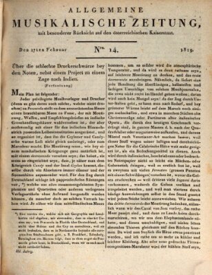 Allgemeine musikalische Zeitung Mittwoch 17. Februar 1819