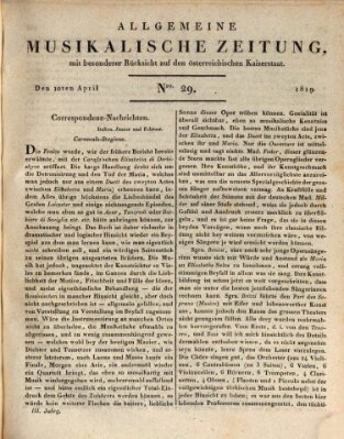 Allgemeine musikalische Zeitung Samstag 10. April 1819