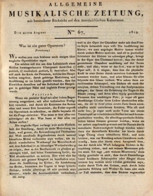 Allgemeine musikalische Zeitung Samstag 21. August 1819