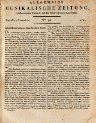 Allgemeine musikalische Zeitung Samstag 13. November 1819