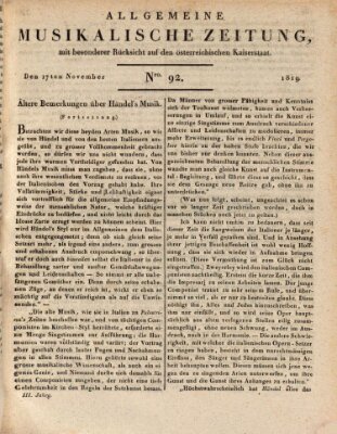 Allgemeine musikalische Zeitung Mittwoch 17. November 1819