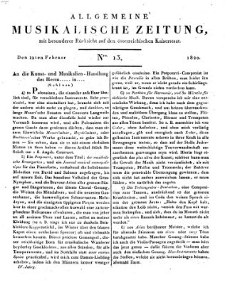 Allgemeine musikalische Zeitung Samstag 12. Februar 1820