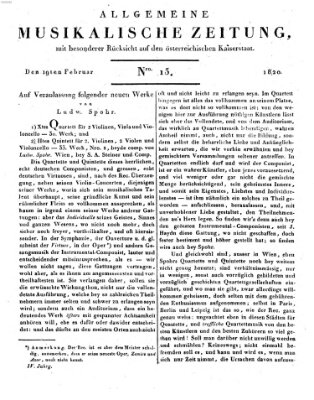 Allgemeine musikalische Zeitung Samstag 19. Februar 1820