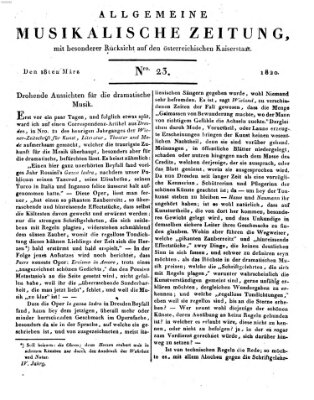 Allgemeine musikalische Zeitung Samstag 18. März 1820