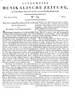 Allgemeine musikalische Zeitung Samstag 22. Juli 1820