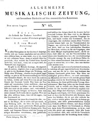 Allgemeine musikalische Zeitung Samstag 12. August 1820