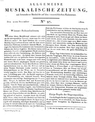 Allgemeine musikalische Zeitung Samstag 2. Dezember 1820