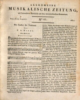Allgemeine musikalische Zeitung Mittwoch 15. August 1821
